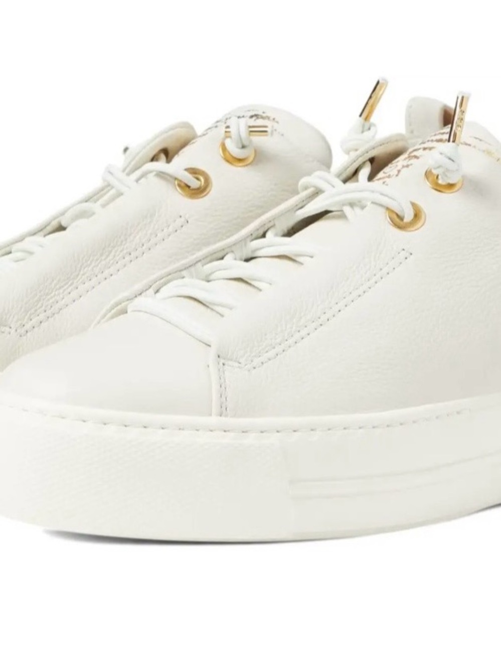 Paul Green Cream-White Platform Lace-Up Sneakers with Gold Eyelets
